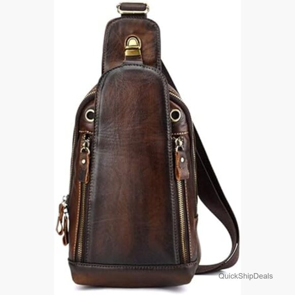 Genuine Leather Crossbody Sling Bag Daypack Backpack for Travel Outdoor